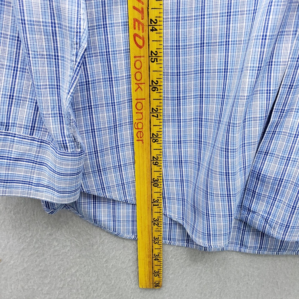 Ralph Lauren Blake Button Up Dress Shirt Light Blue Plaid Long Sleeve Classic L - Picture 7 of 10